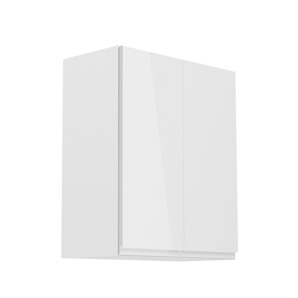 KONDELA Horná skrinka, biela/biely extra vysoký lesk, AURORA G602F